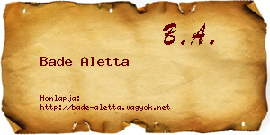 Bade Aletta névjegykártya